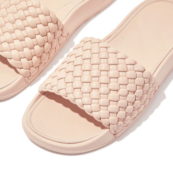 IQUSHION Woven-Leather Slides