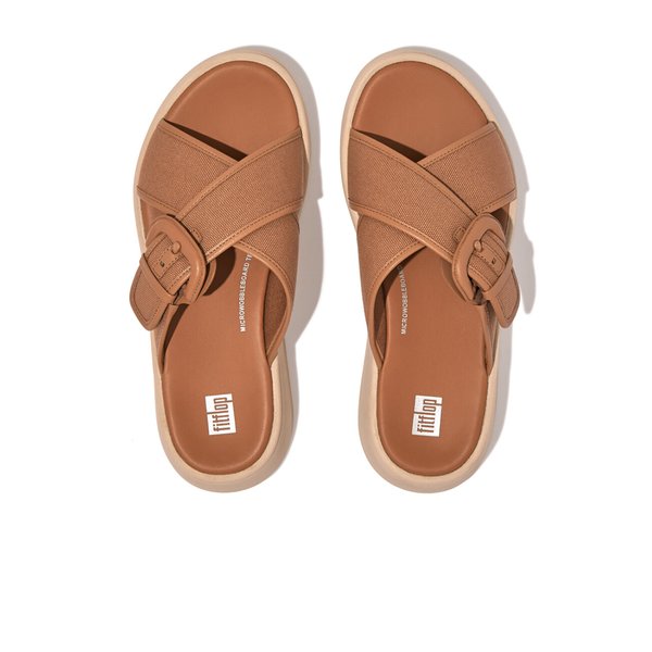 F-MODE Buckle Canvas Flatform Cross Slides 