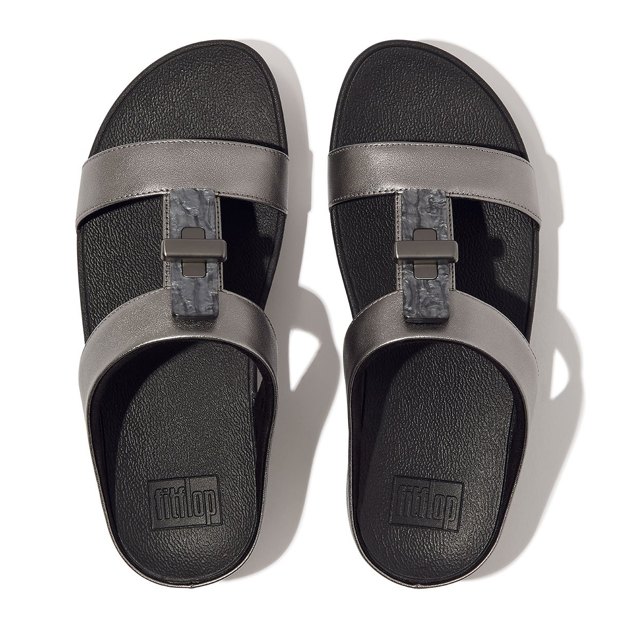 Fino Resin-Lock Leather H-Bar Slides Classic Pewter Mix (GQ2-A68 ...