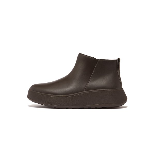F-MODE Leather Flatform Zip Ankle Boots 