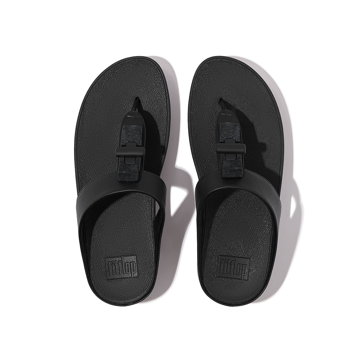 Fino Resin-Lock Leather Toe-Post Sandals Black (GQ1-001) | FitFlop Malaysia