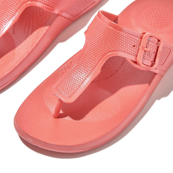 IQUSHION Pearlized Adjustable Buckle Flip-Flops 