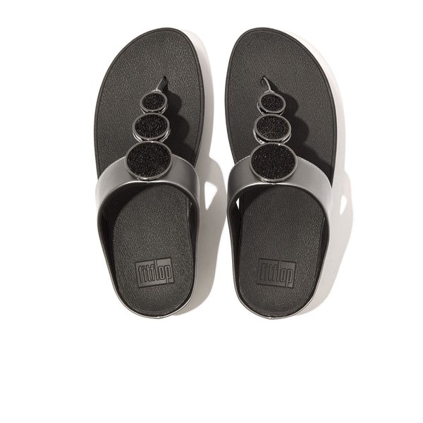 HALO Bead-Circle Metallic Toe-Post Sandals 