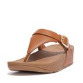 FitFlop LULU Adjustable Leather Toe-Post Sandals Light Tan front view