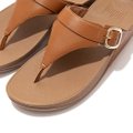 FitFlop LULU Adjustable Leather Toe-Post Sandals Light Tan front view