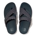 Fitflop SLING Dotted-Weave Toe-Post Sandals Sea Blue/Cream Mix front view