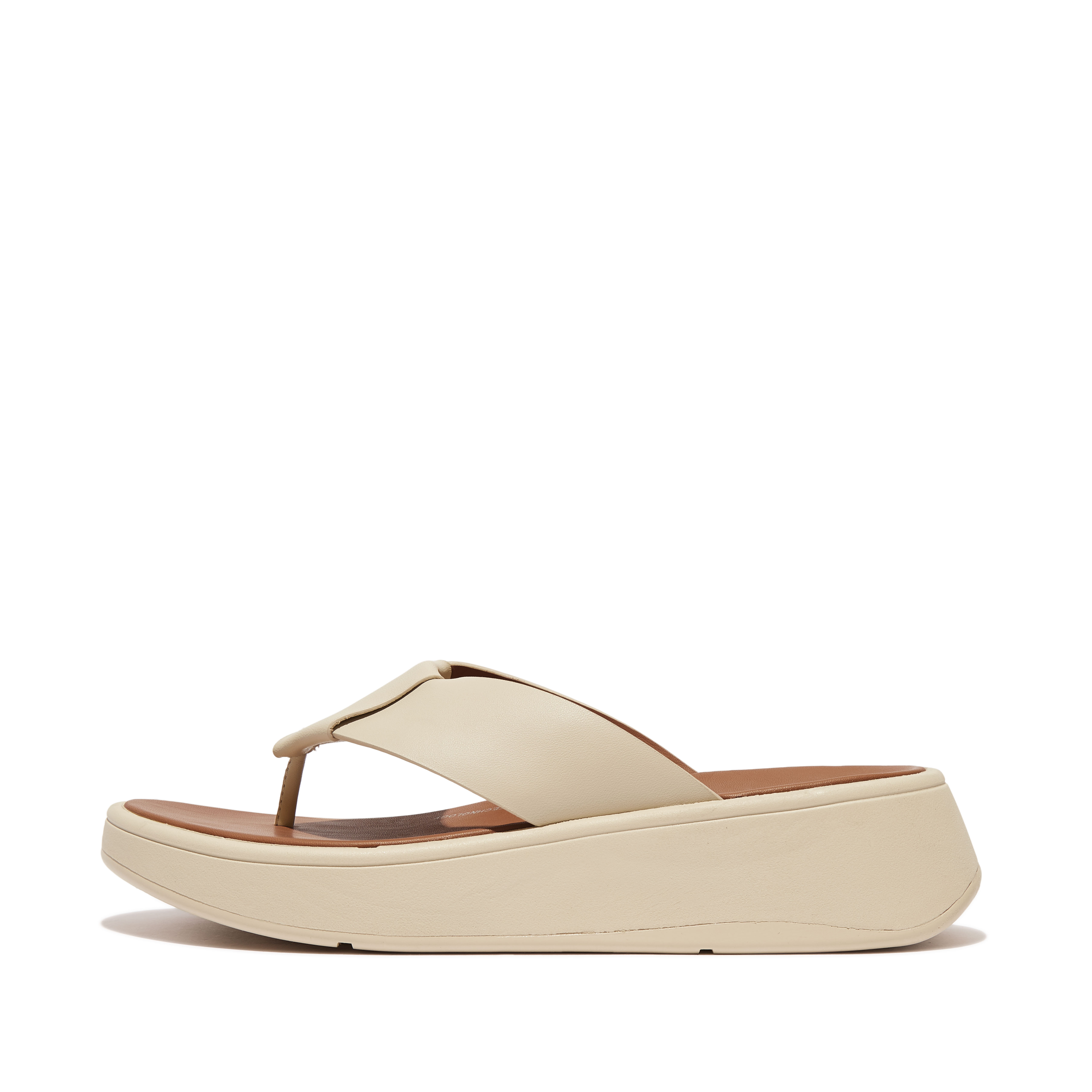 F-MODE Folded-Leather Flatform Toe-Post Sandals - Stone Beige (GN2-A20)