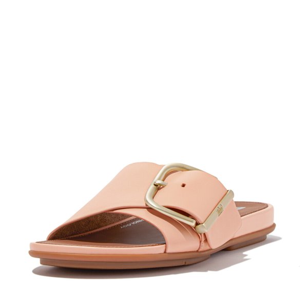 GRACIE Maxi-Buckle Leather Slides 