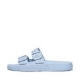 FitFlop iQUSHION Two-Bar Buckle Slides Sky Blue front view