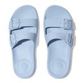 FitFlop iQUSHION Two-Bar Buckle Slides Sky Blue front view