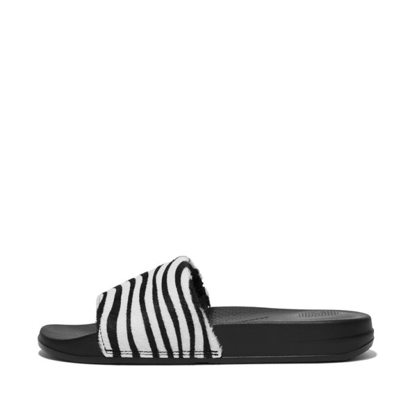 IQUSHION Zebra-Print Hair-On Leather Slides