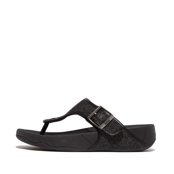 TRAKK II Mens Buckle Two-Tone Canvas Toe-Post Sandals