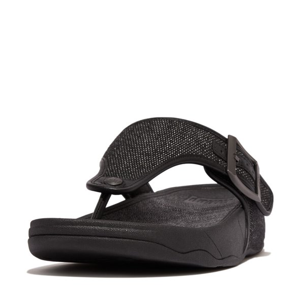 TRAKK II Mens Buckle Two-Tone Canvas Toe-Post Sandals