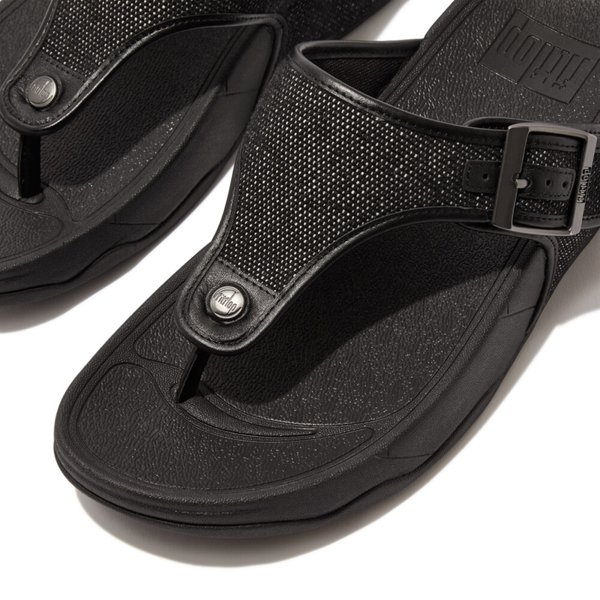 TRAKK II Mens Buckle Two-Tone Canvas Toe-Post Sandals