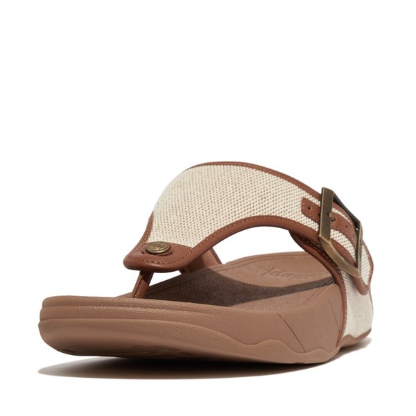 TRAKK II Mens Buckle Two-Tone Canvas Toe-Post Sandals 