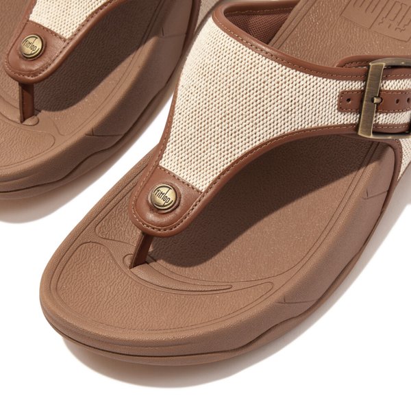 TRAKK II Mens Buckle Two-Tone Canvas Toe-Post Sandals 