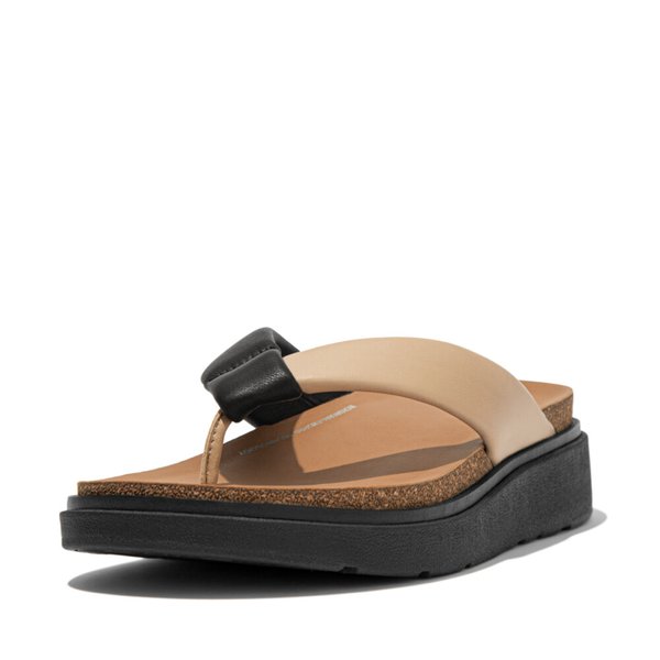 GEN-FF Padded-Strap Leather Toe-Post Sandals