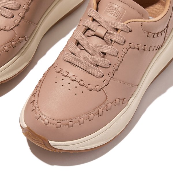 F-MODE Whipstitch Leather Flatform Trainers