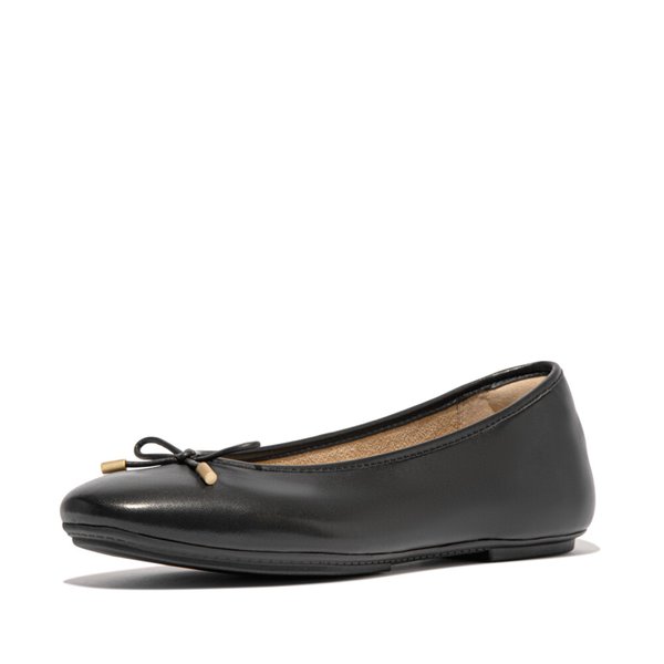 DELICATO Bow Soft Leather Ballet Flats
