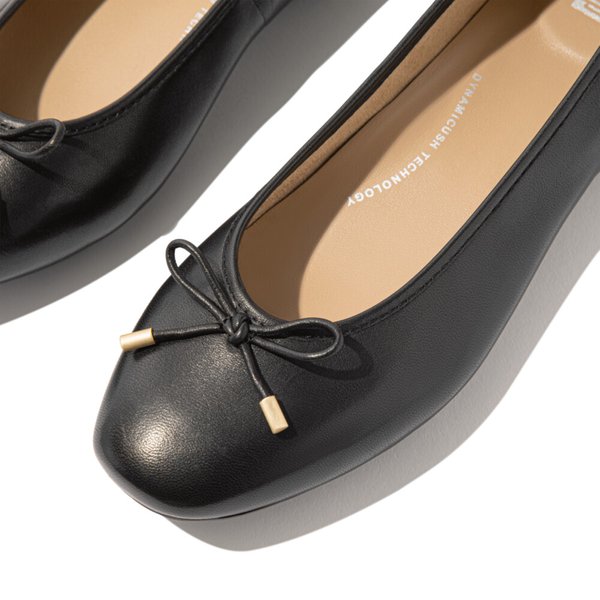 DELICATO Bow Soft Leather Ballet Flats