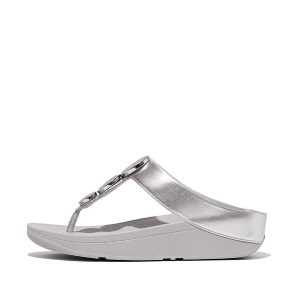 HALO Bead-Circle Metallic Toe-Post Sandals