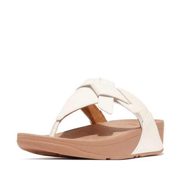 LULU Folded-Knot Leather Toe-Post Sandals