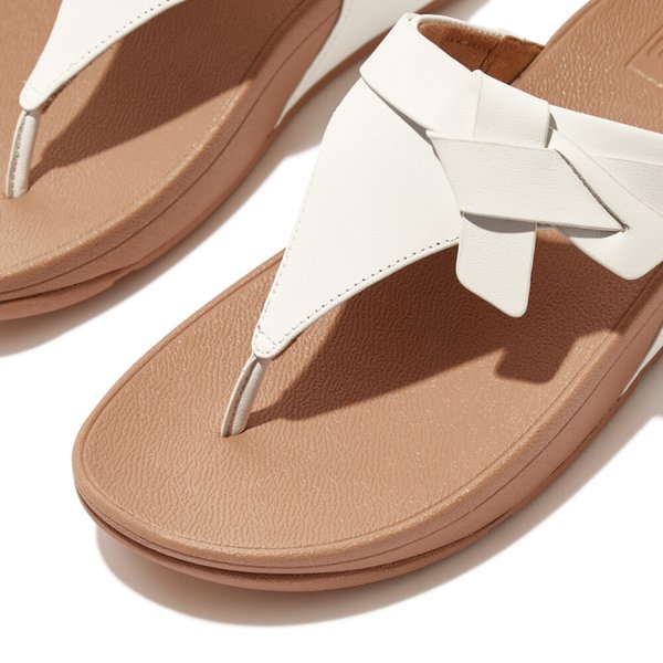 LULU Folded-Knot Leather Toe-Post Sandals