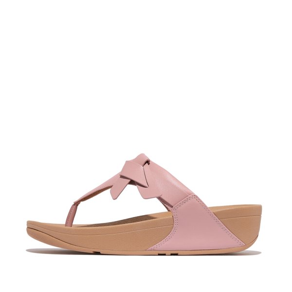 LULU Folded-Knot Leather Toe-Post Sandals 