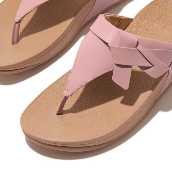 LULU Folded-Knot Leather Toe-Post Sandals 