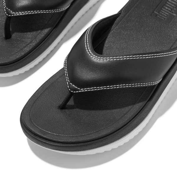 SURFF Contrast-Stitch Leather Toe-Post Sandals