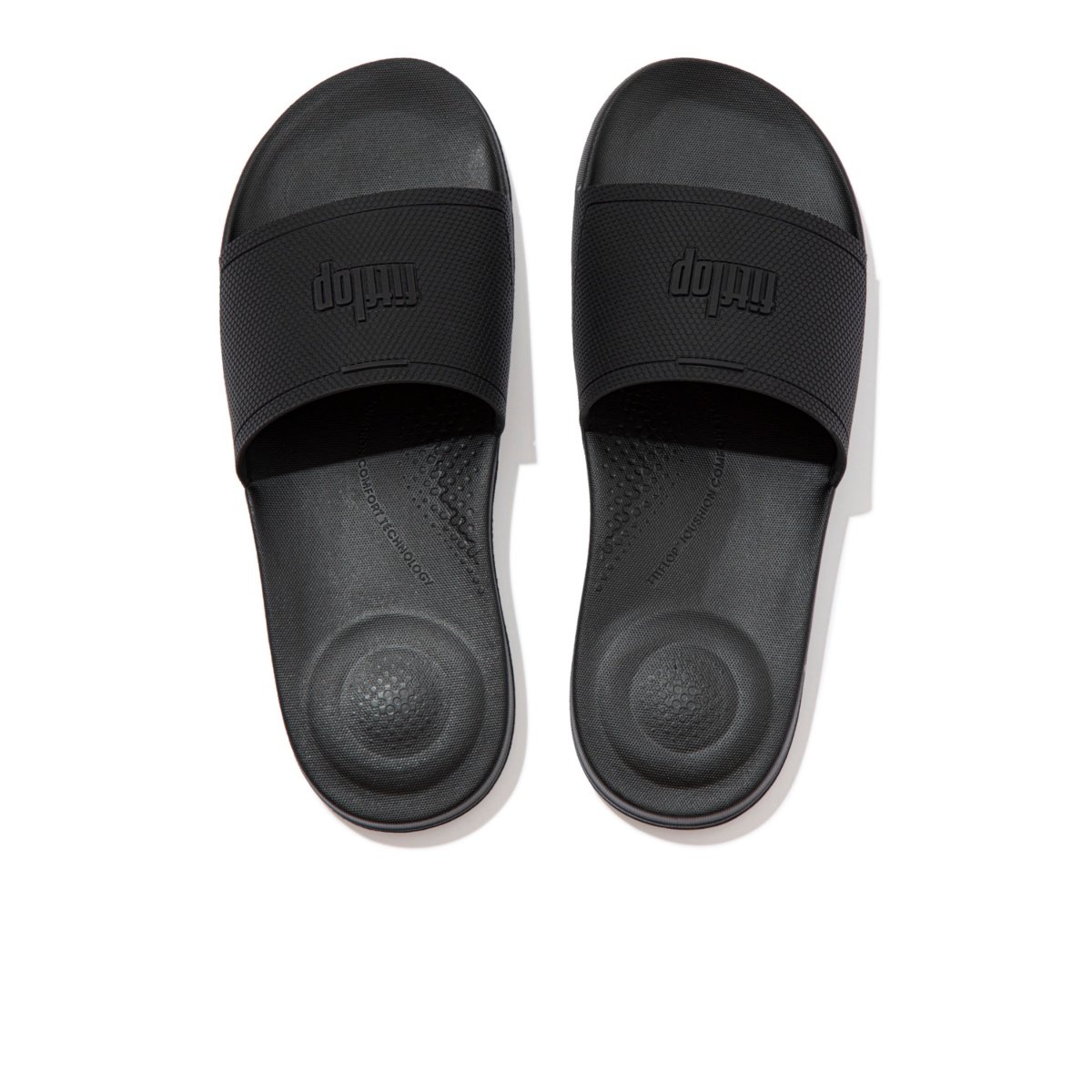 FitFlop iQUSHION Pool Sliders All Black top view