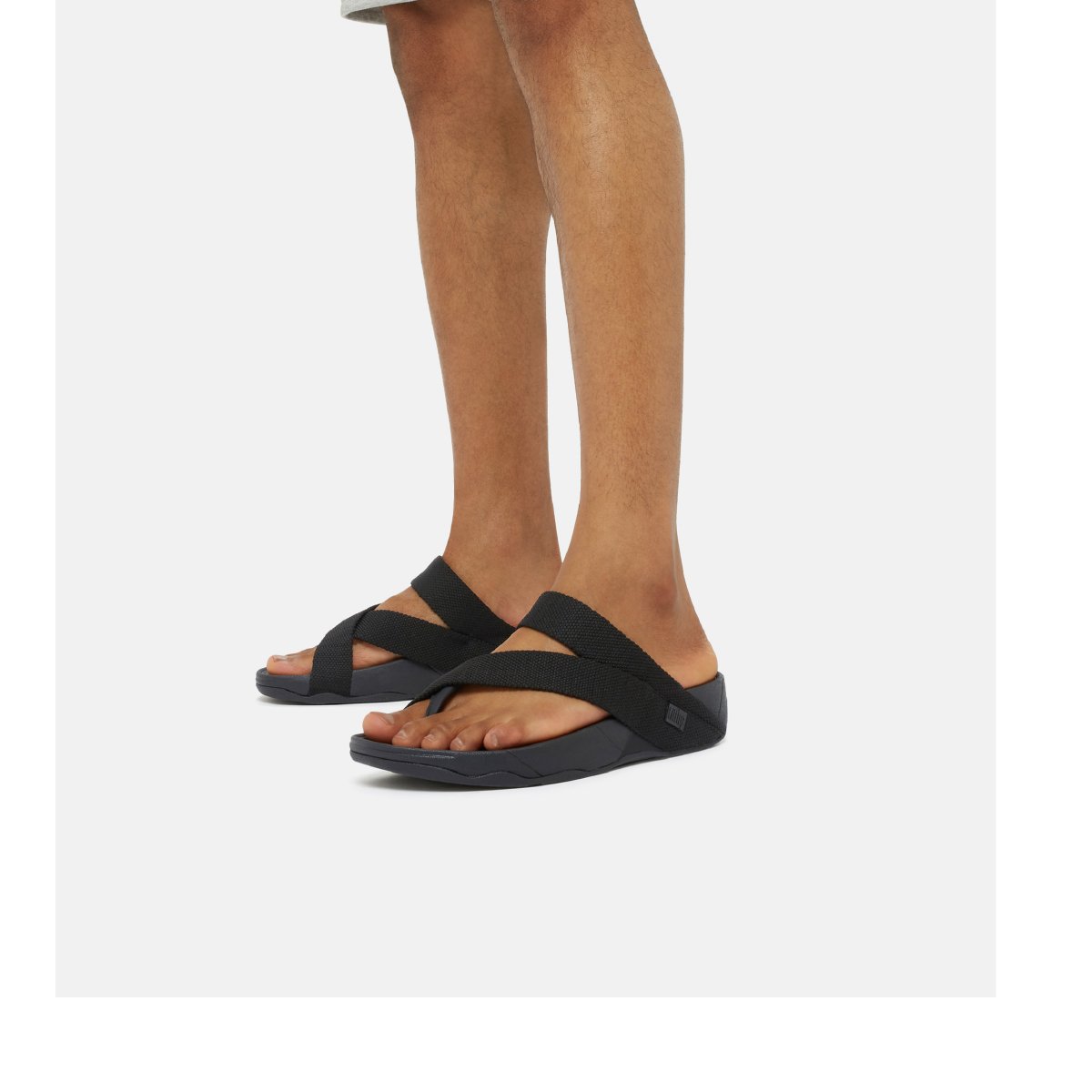 FitFlop SLING Weave Toe-Post Sandals Black style shot