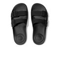 FitFlop iQUSHION Two-Bar Buckle Slides All Black top view