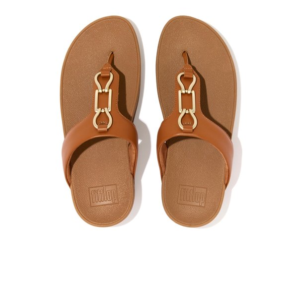 HALLYE Chain Leather Toe-Post Sandals