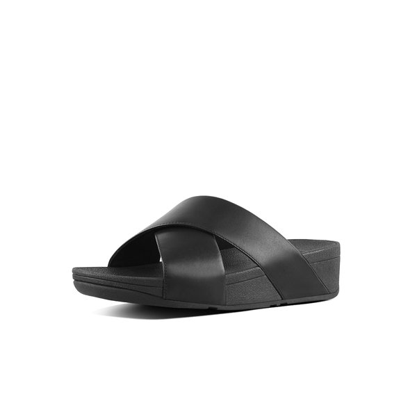 LULU Leather Cross Slide Sandals