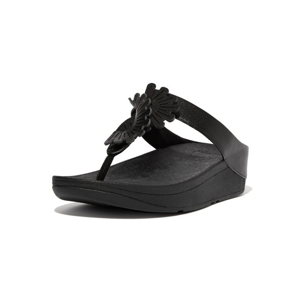 FINO Scallop-Twist Leather Toe-Post Sandals